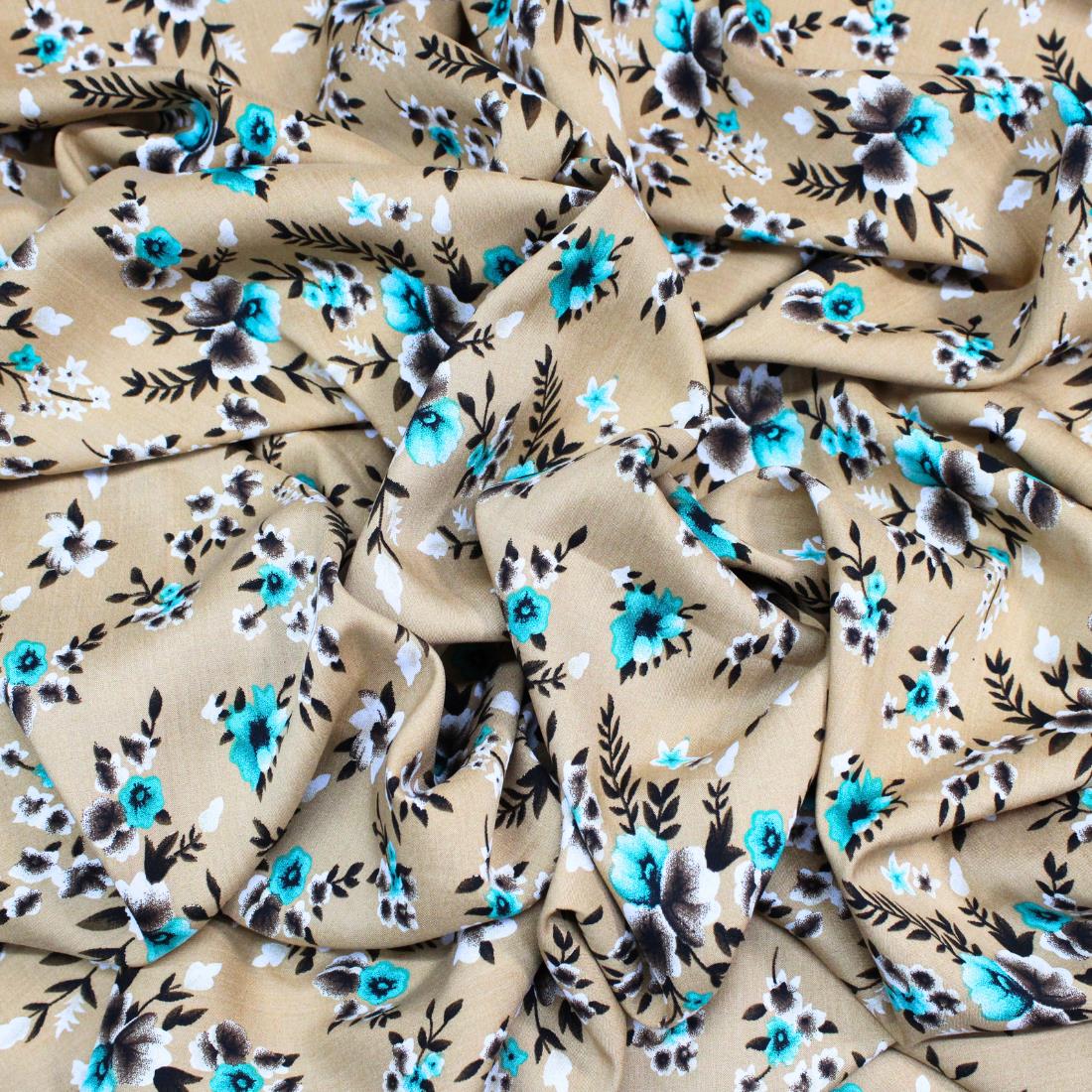 Dark Gold Crepe 2 Yards of Printed Dressmaking Viscose