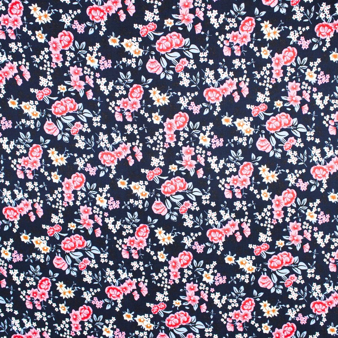 Navy Crepe 2 Yards of Printed Dressmaking Viscose