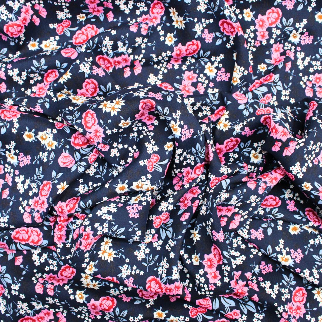 Navy Crepe 2 Yards of Printed Dressmaking Viscose