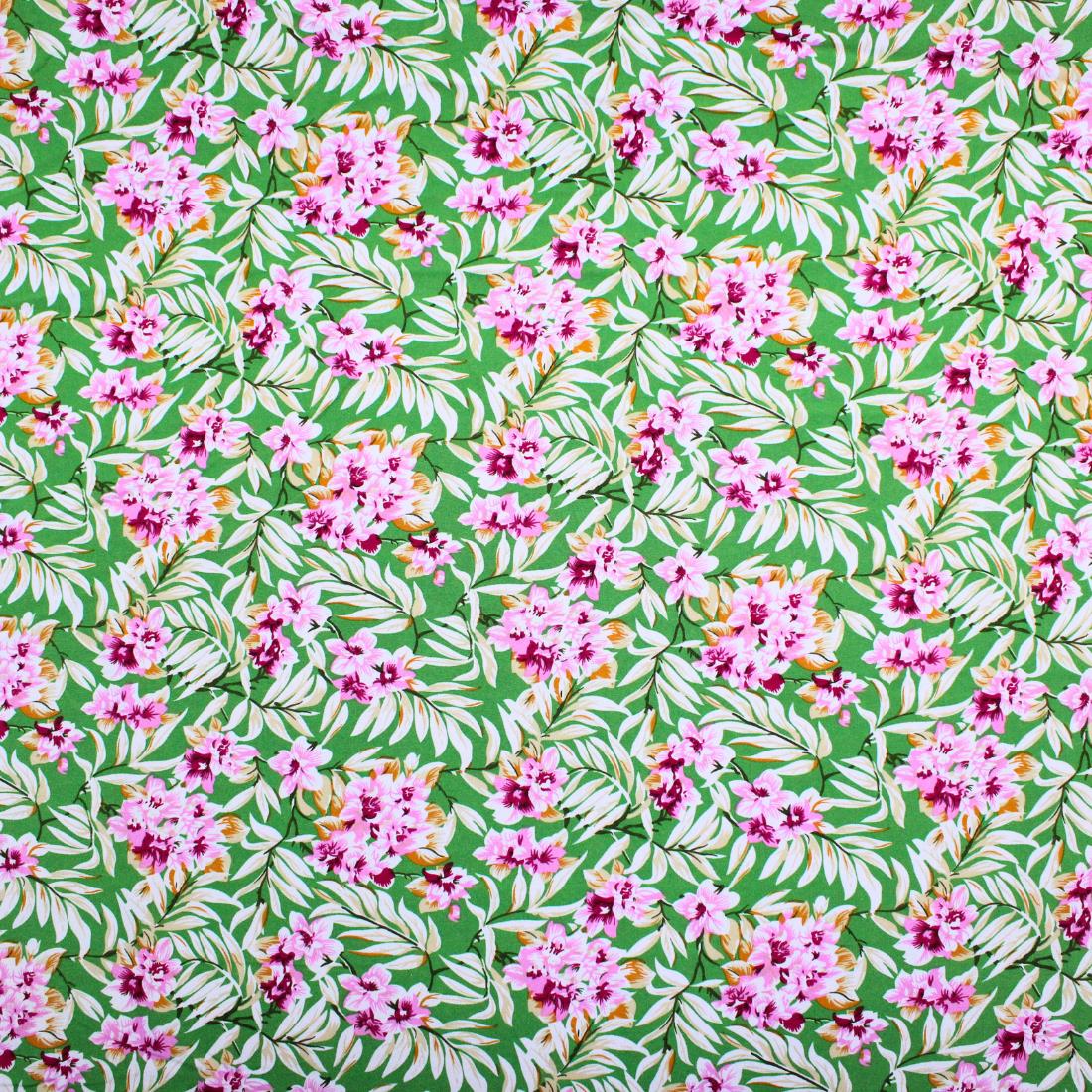 Green Crepe 2 Yards of Printed Dressmaking Viscose