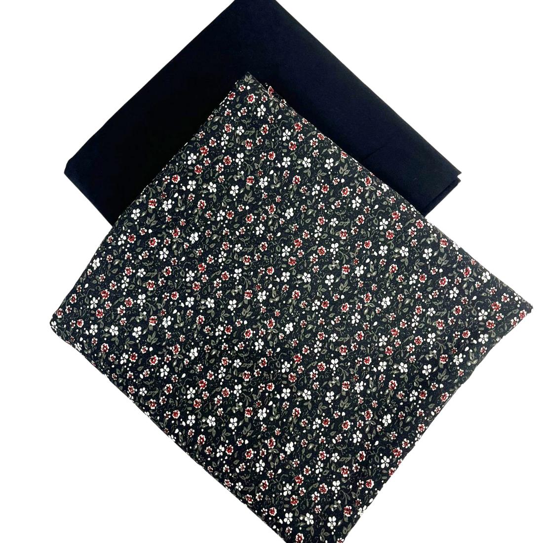 Black Printed Crepe 2 Piece Summer Viscose Suit
