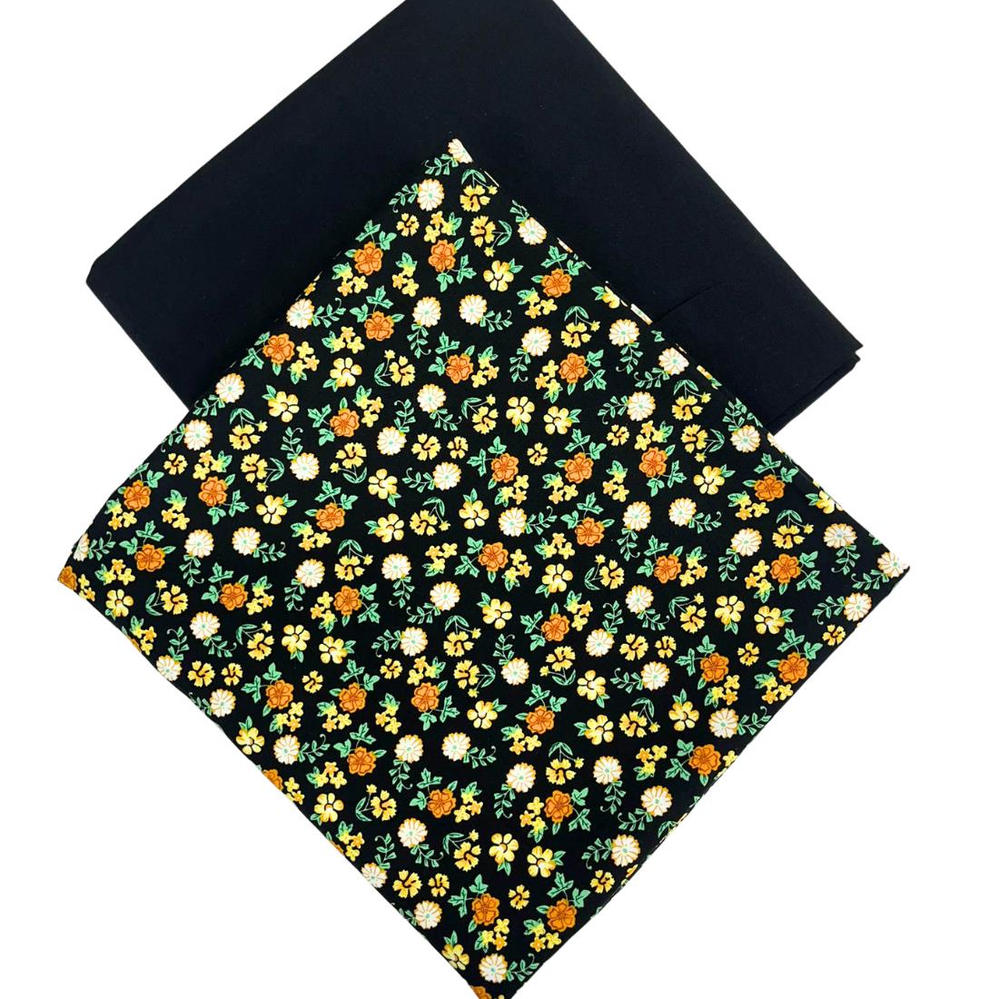 Black Printed Crepe 2 Piece Summer Viscose Suit
