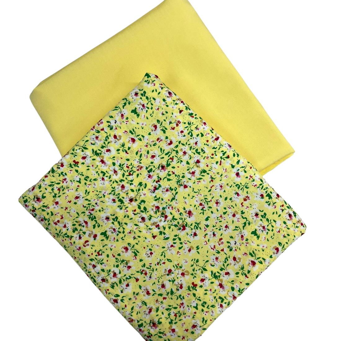 Yellow Printed Crepe 2 Piece Summer Viscose Suit