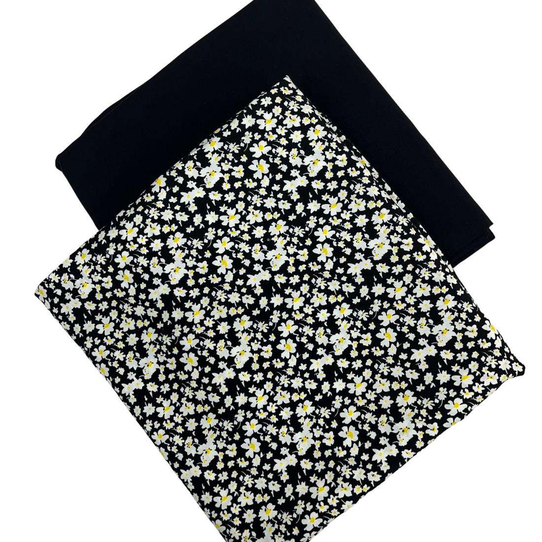 Black Printed Crepe 2 Piece Summer Viscose Suit