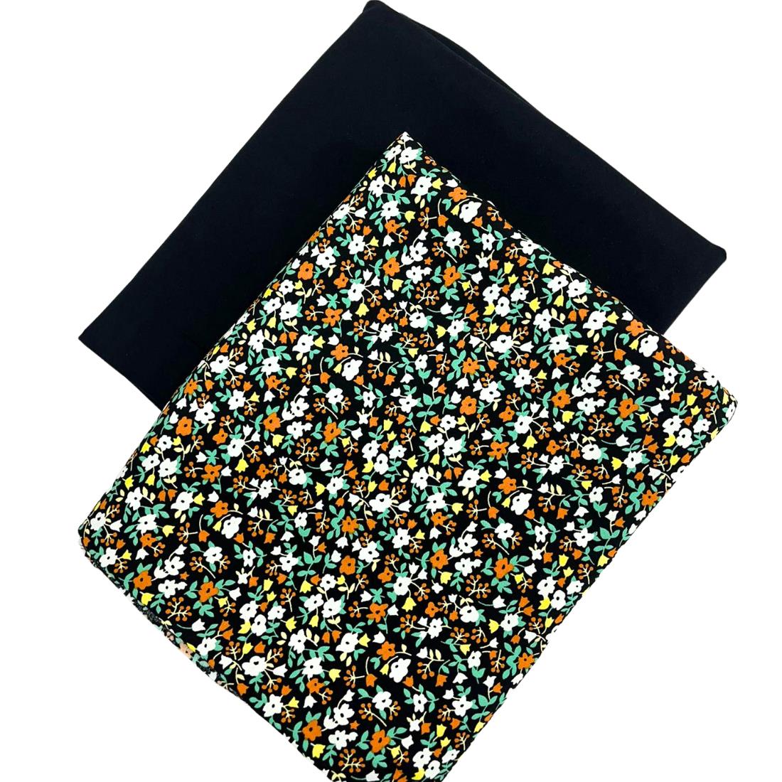 Black Printed Crepe 2 Piece Summer Viscose Suit