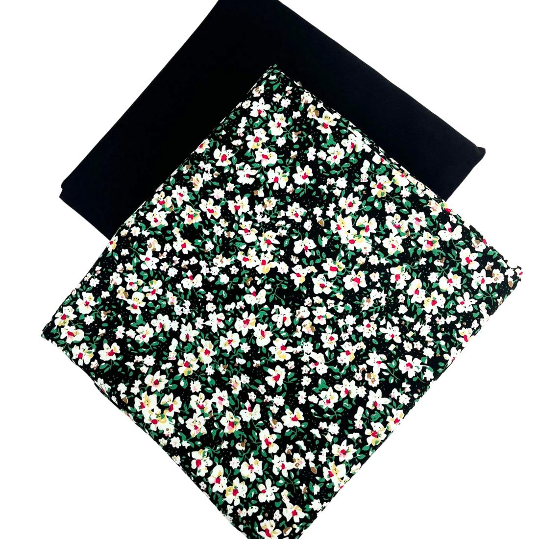 Black Printed Crepe 2 Piece Summer Viscose Suit