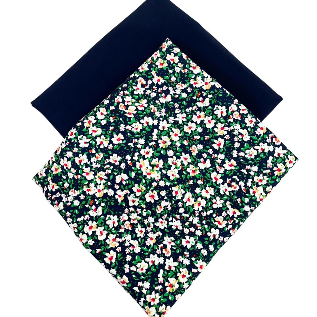 Navy Printed Crepe 2 Piece Summer Viscose Suit