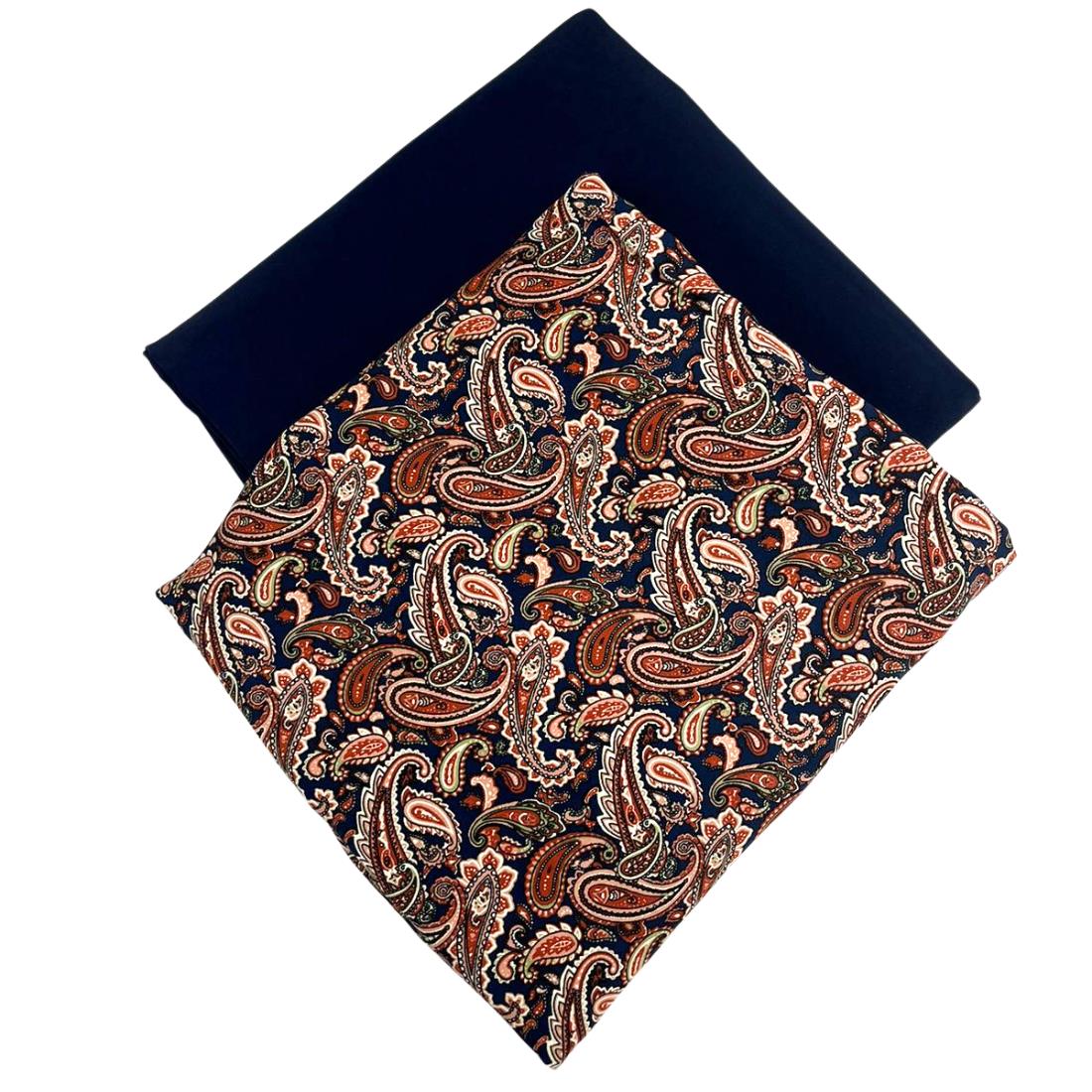 Navy Printed Crepe 2 Piece Summer Viscose Suit