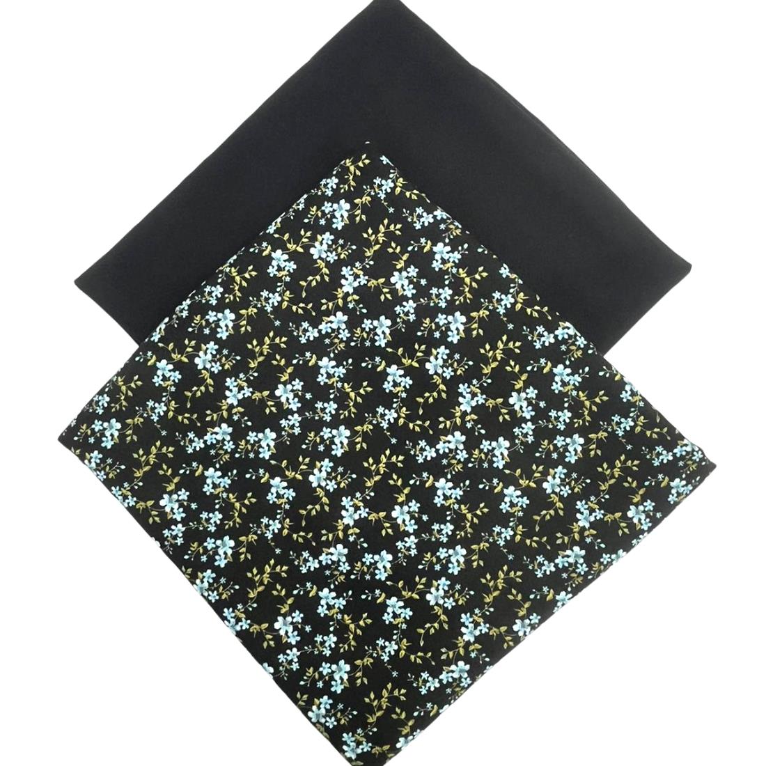 Black Printed Crepe 2 Piece Summer Viscose Suit