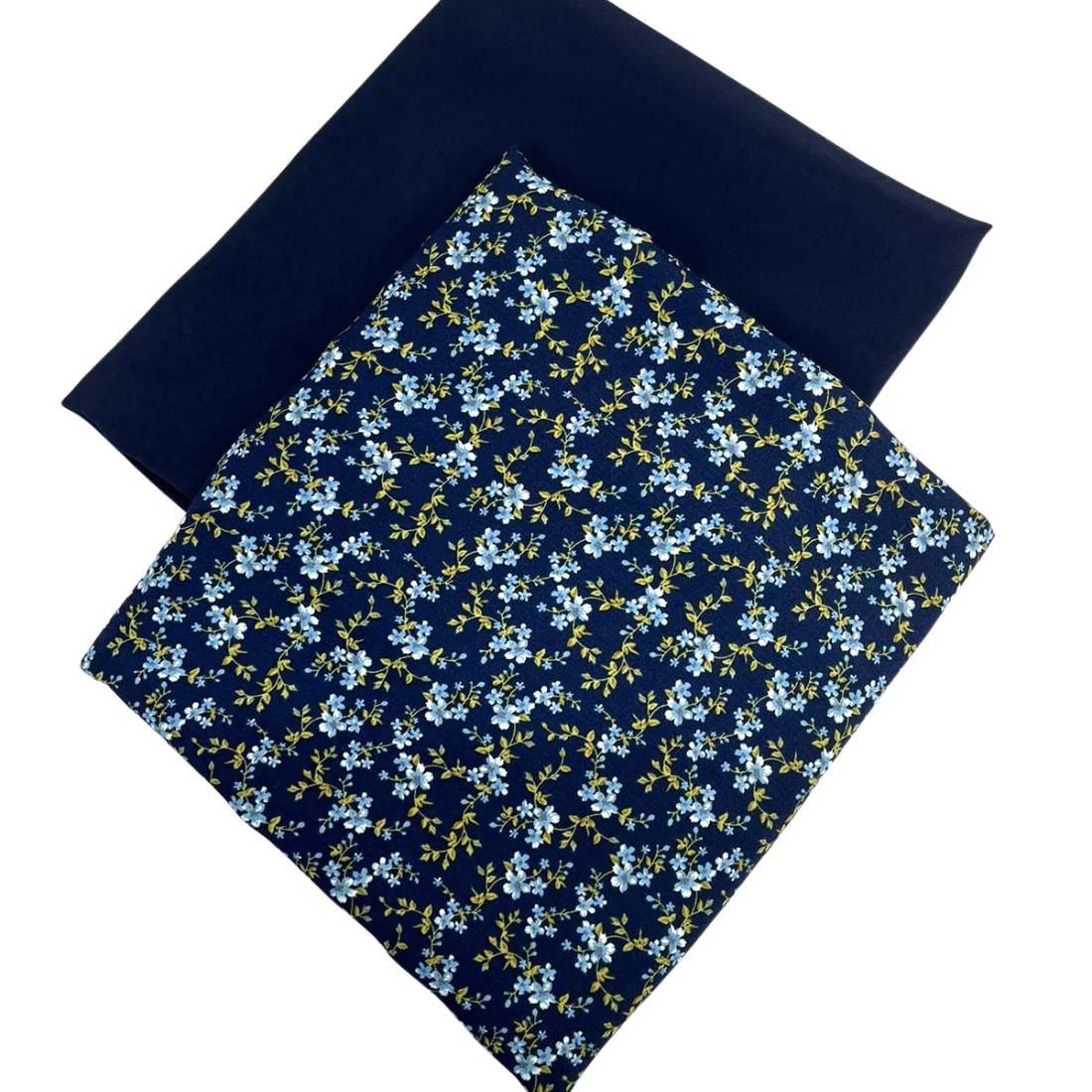 Navy Printed Crepe 2 Piece Summer Viscose Suit