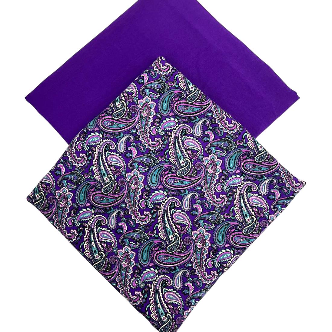 Purple Printed Crepe 2 Piece Summer Viscose Suit