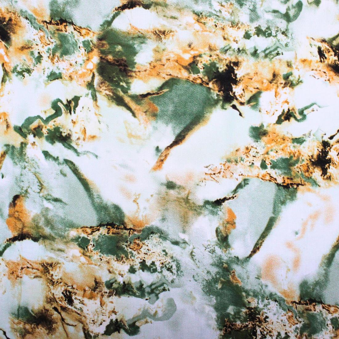 Green Crepe 2 Yards of Printed Dressmaking Viscose