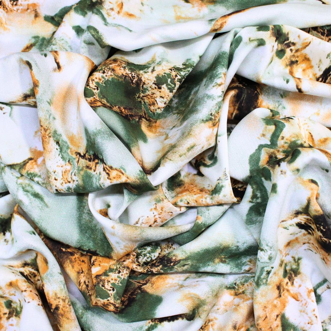 Green Crepe 2 Yards of Printed Dressmaking Viscose