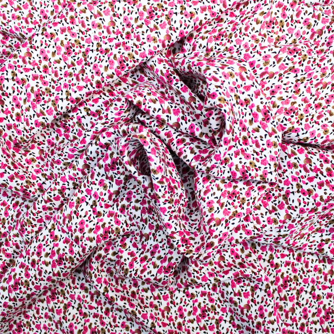 White & Pink Crepe 2 Yards of Printed Dressmaking Viscose