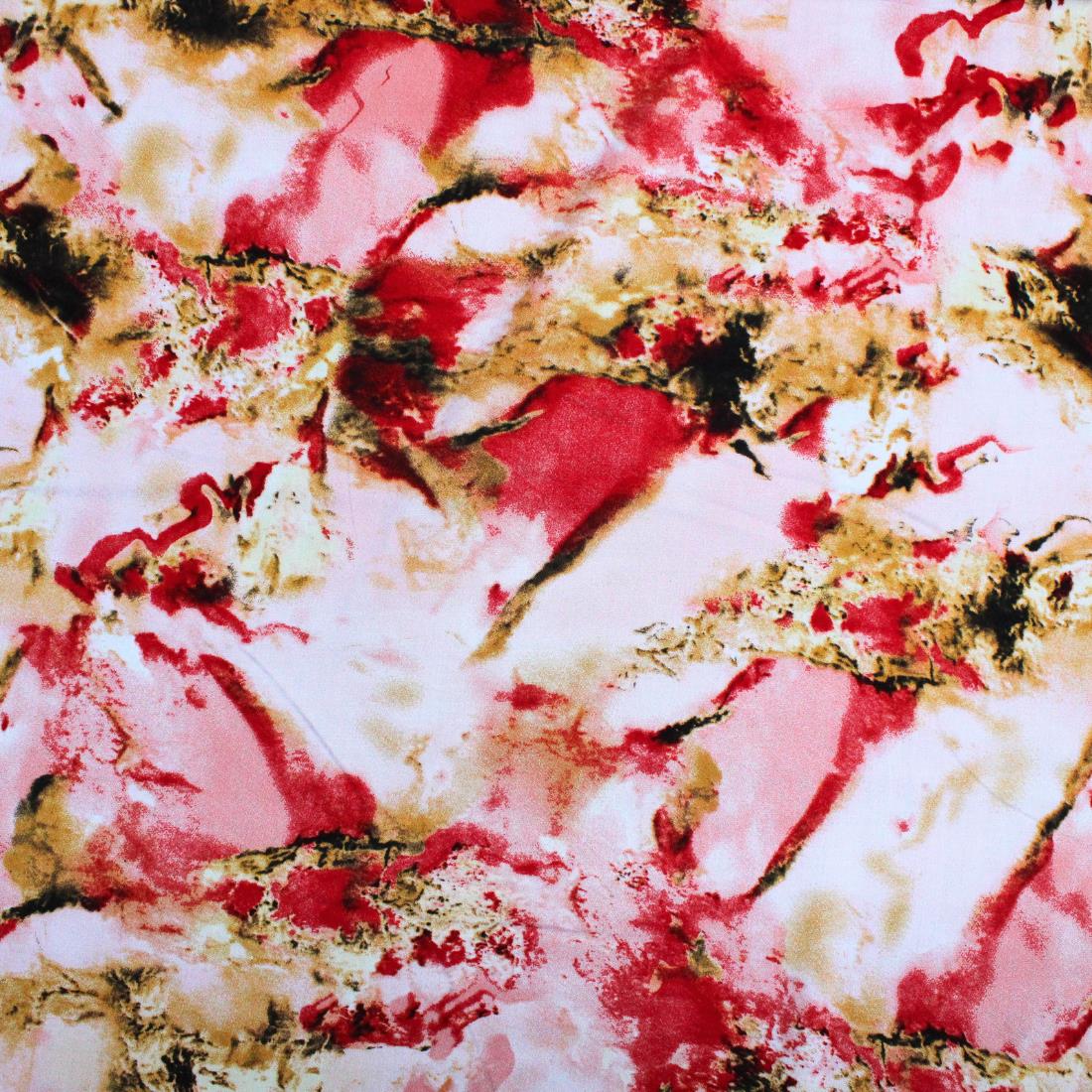 Red Crepe 2 Yards of Printed Dressmaking Viscose