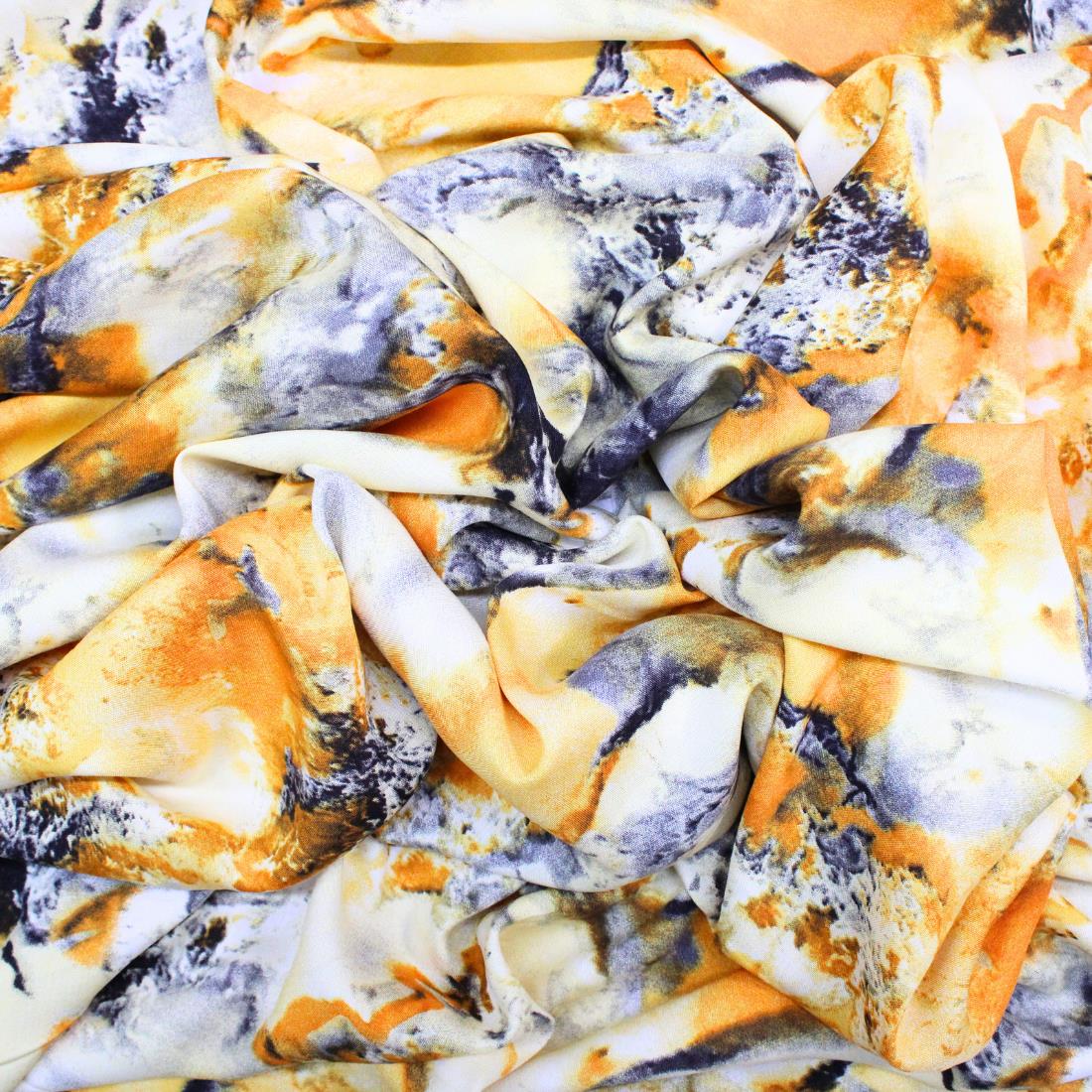 Yellow Crepe 2 Yards of Printed Dressmaking Viscose