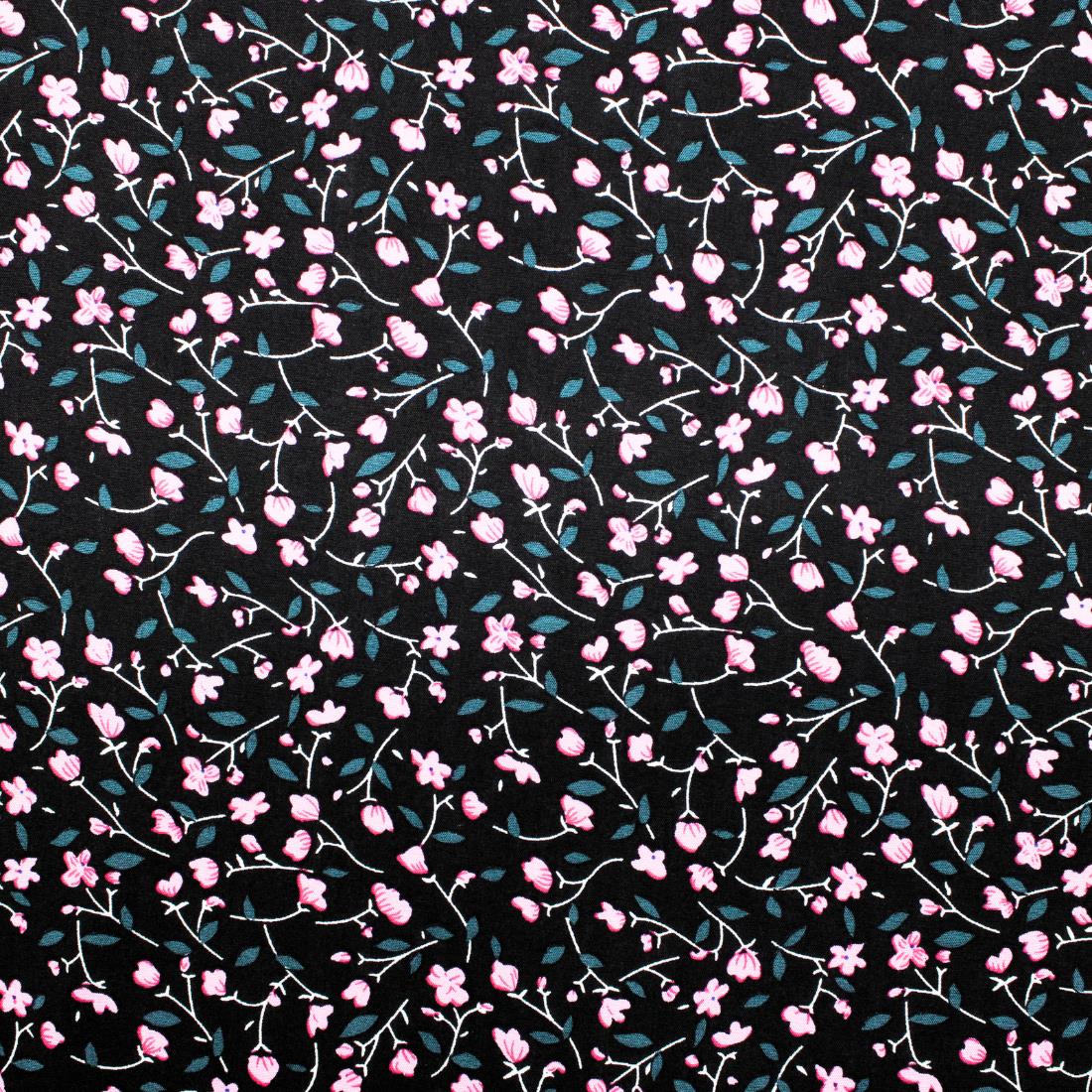 Black Crepe 2 Yards of Printed Dressmaking Viscose