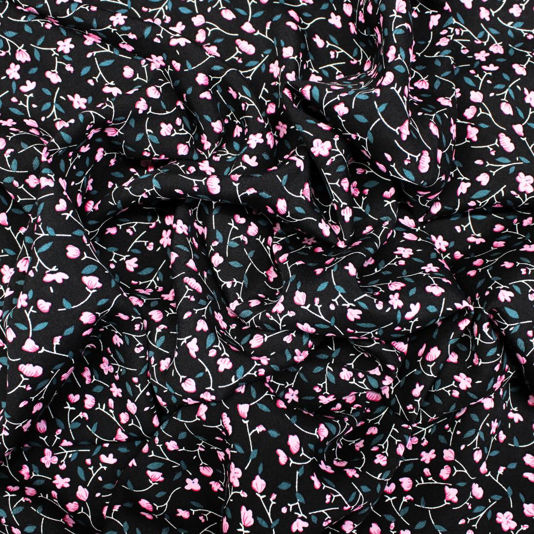 Black Crepe 2 Yards of Printed Dressmaking Viscose