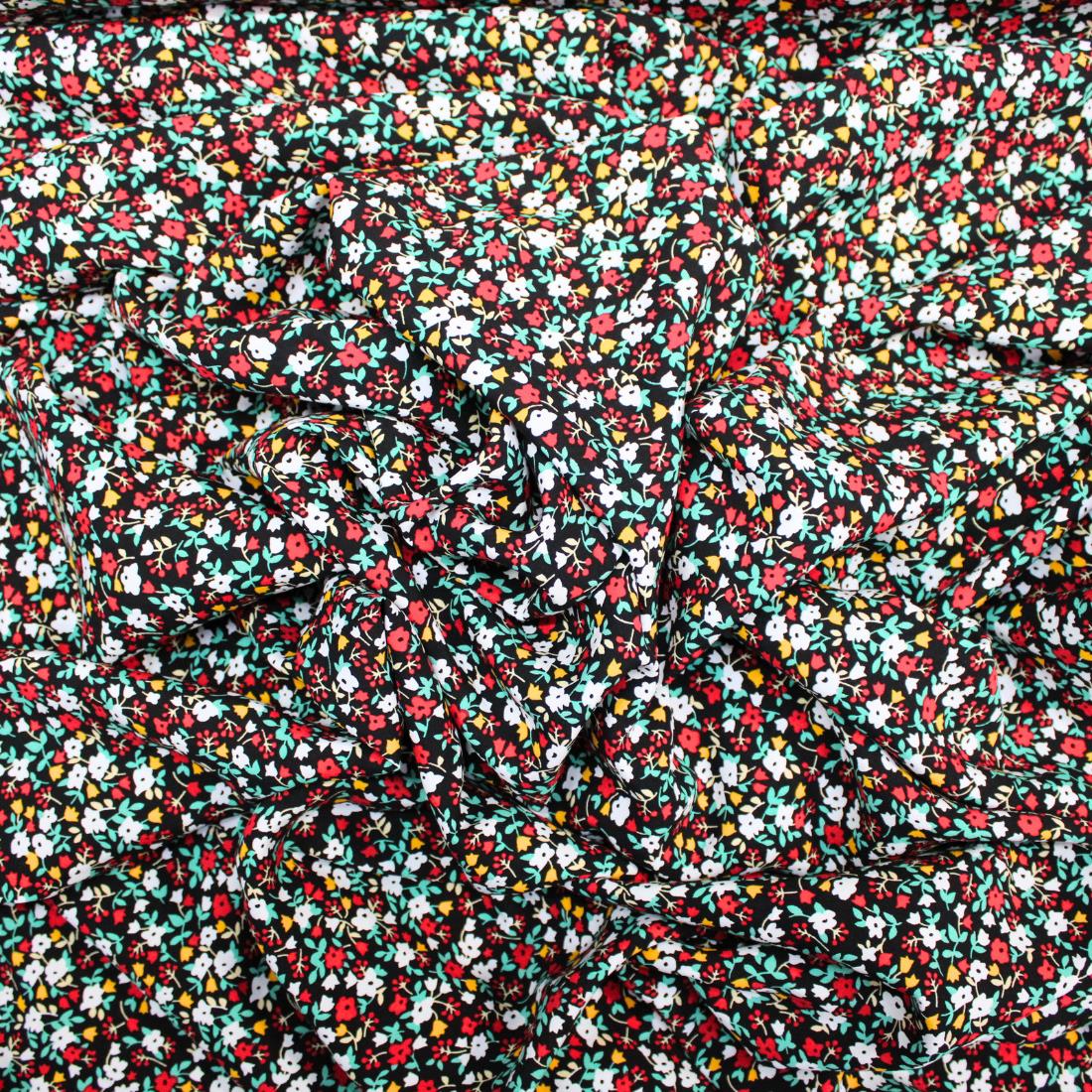 Black Crepe 2 Yards of Printed Dressmaking Viscose