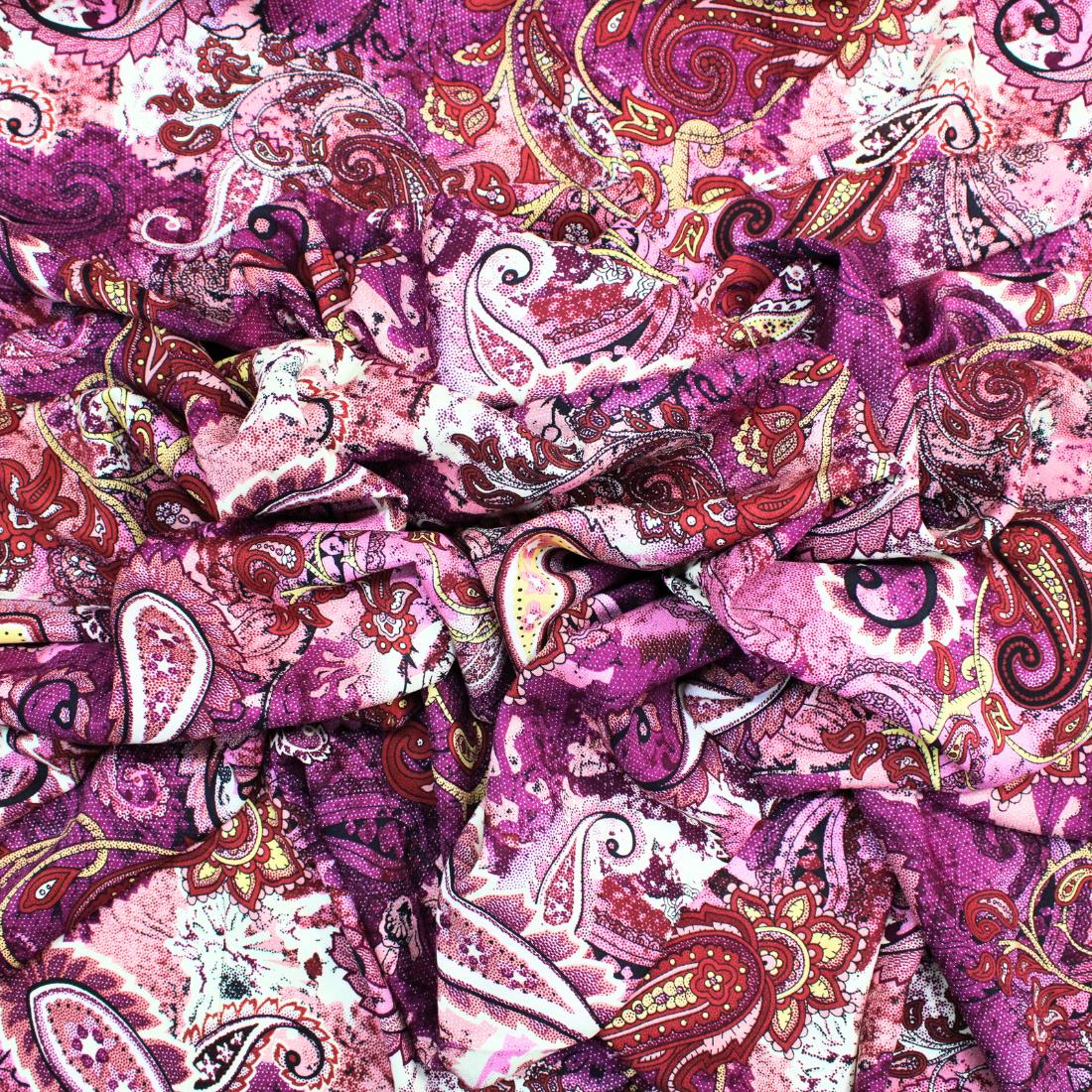 Purple & Wine Crepe 2 Yards of Printed Dressmaking Viscose