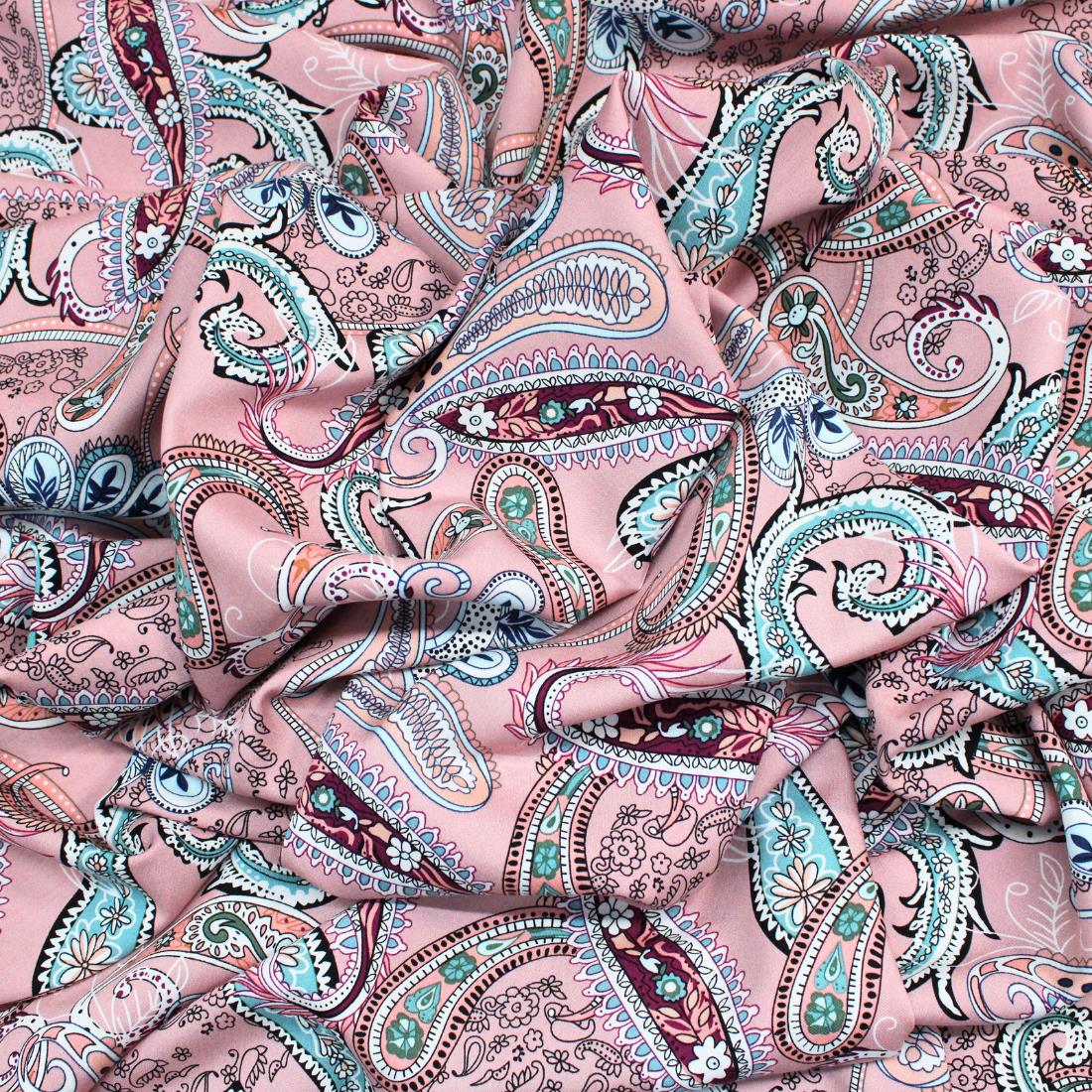 Blush Pink Crepe 2 Yards of Printed Dressmaking Viscose