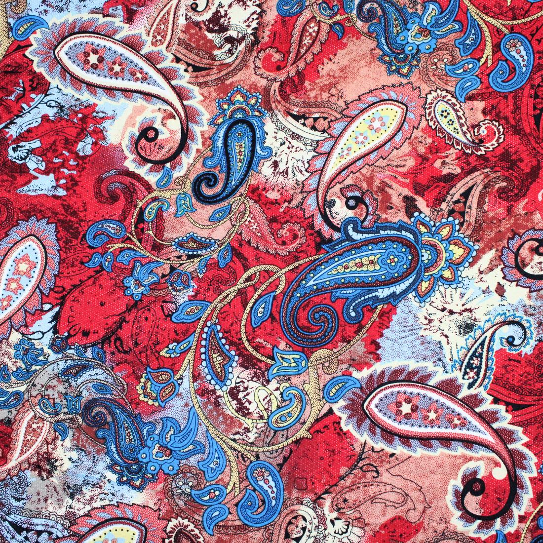 Red Crepe 2 Yards of Printed Dressmaking Viscose