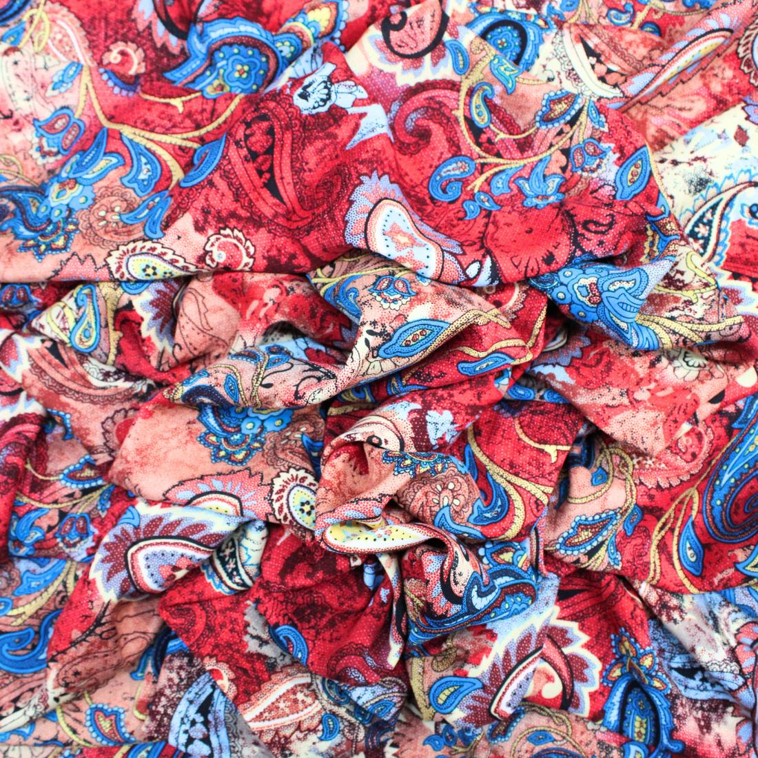 Red Crepe 2 Yards of Printed Dressmaking Viscose