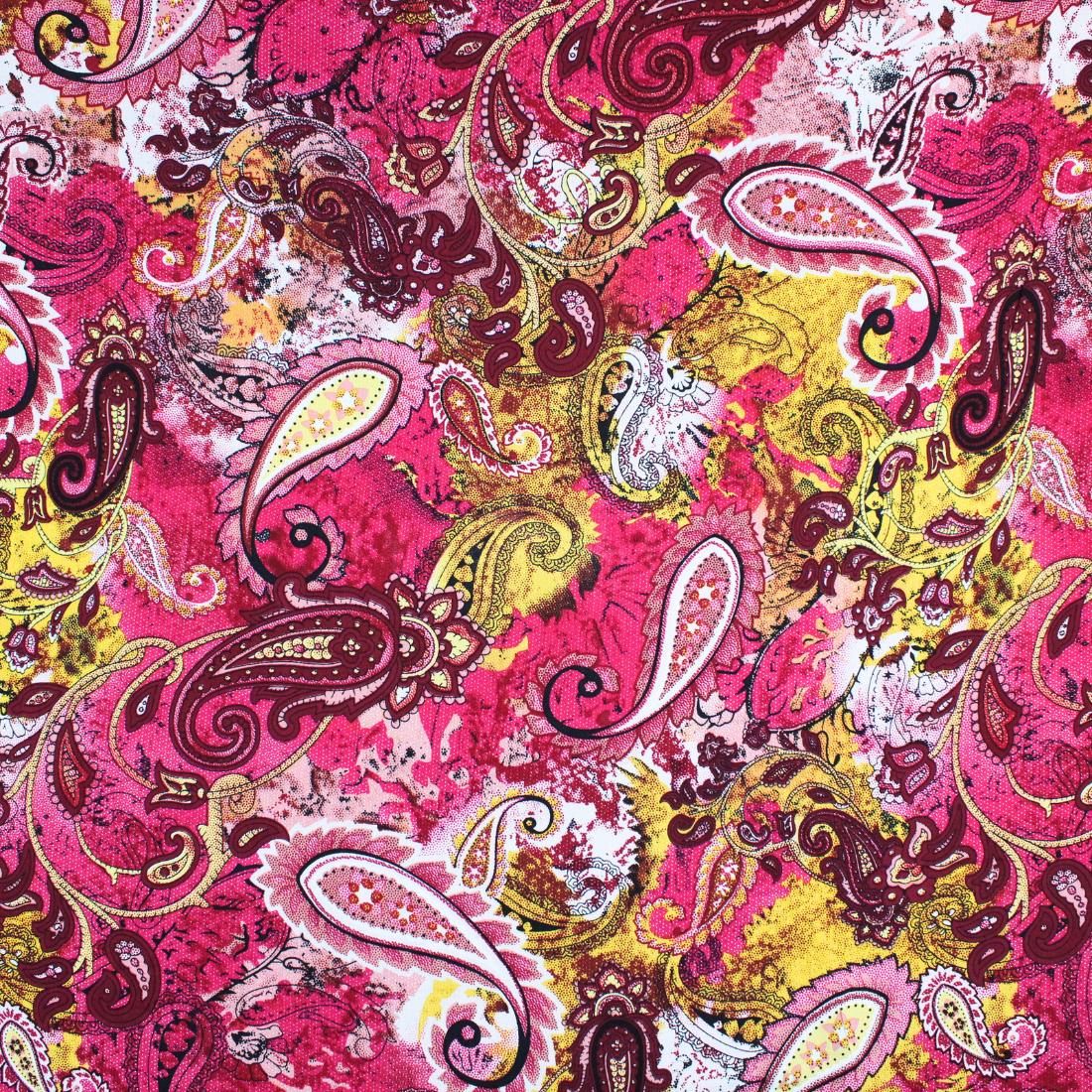 Cerise Crepe 2 Yards of Printed Dressmaking Viscose