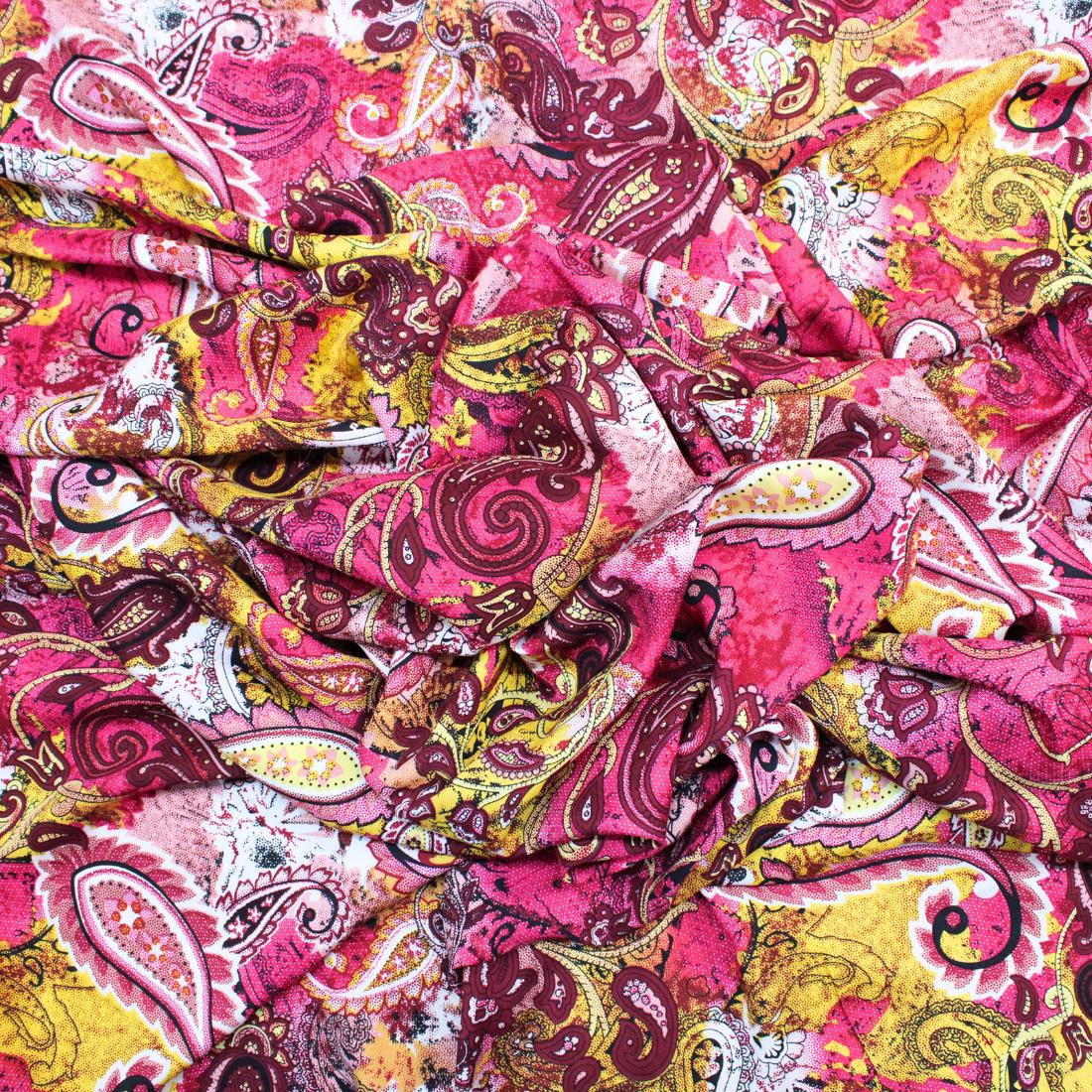 Cerise Crepe 2 Yards of Printed Dressmaking Viscose
