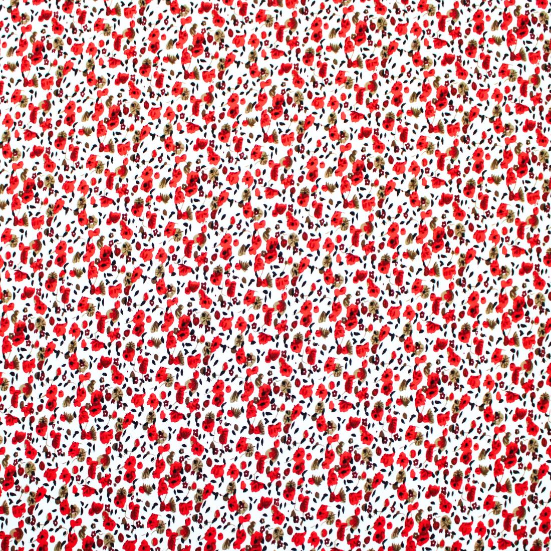 White & Red Crepe 2 Yards of Printed Dressmaking Viscose