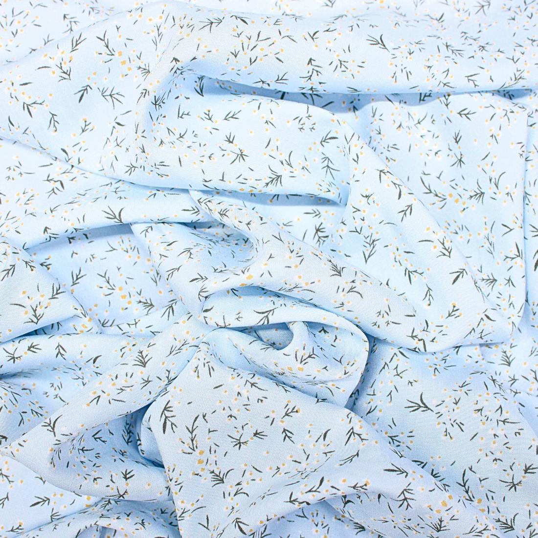 Sky Blue Crepe 2 Yards of Printed Dressmaking Viscose
