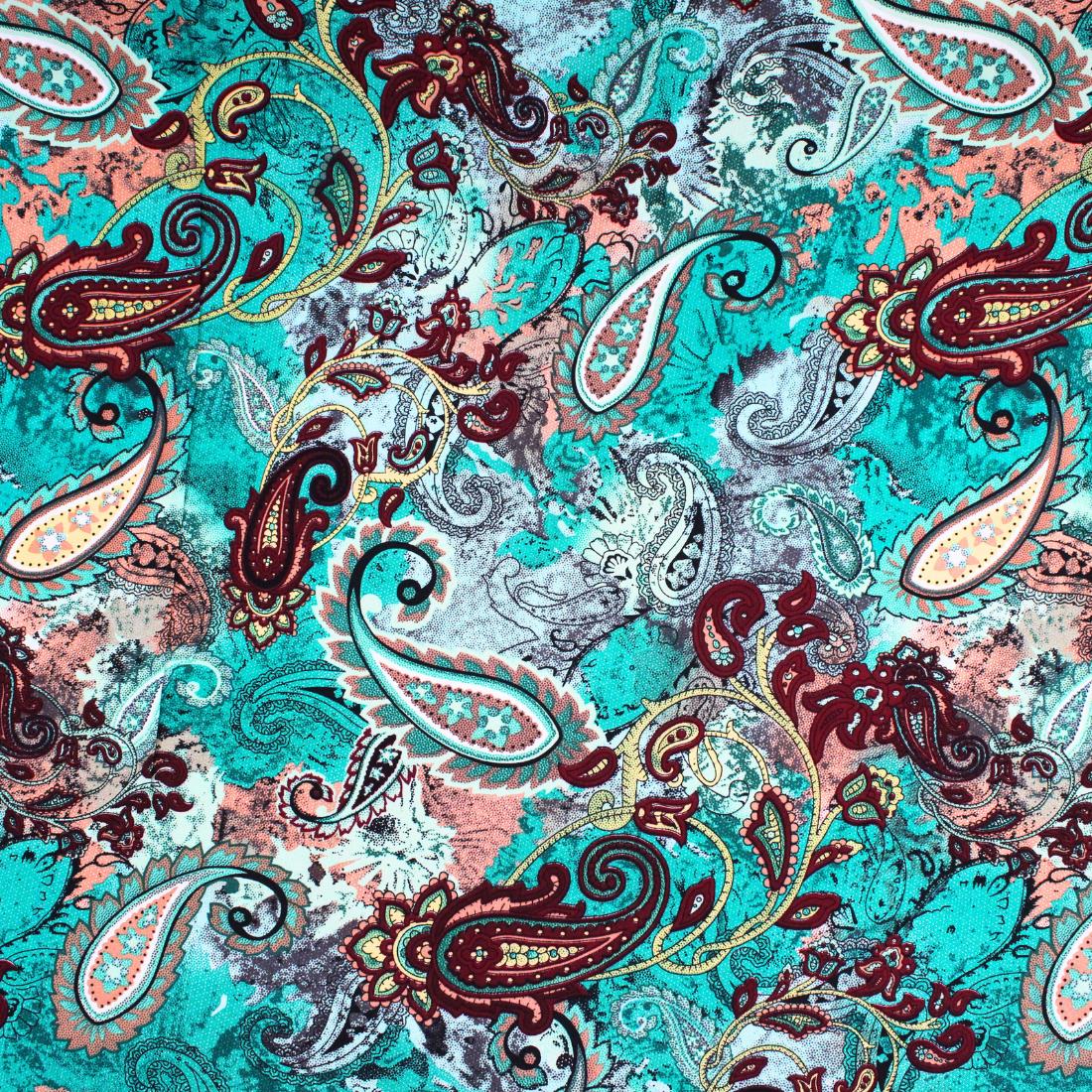 Green Crepe 2 Yards of Printed Dressmaking Viscose