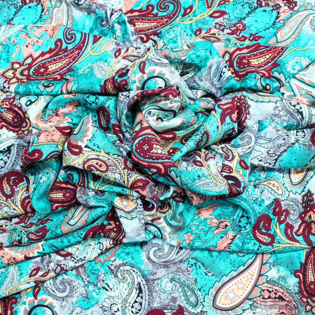 Green Crepe 2 Yards of Printed Dressmaking Viscose