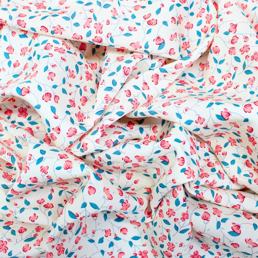 Cream Crepe 2 Yards of Printed Dressmaking Viscose