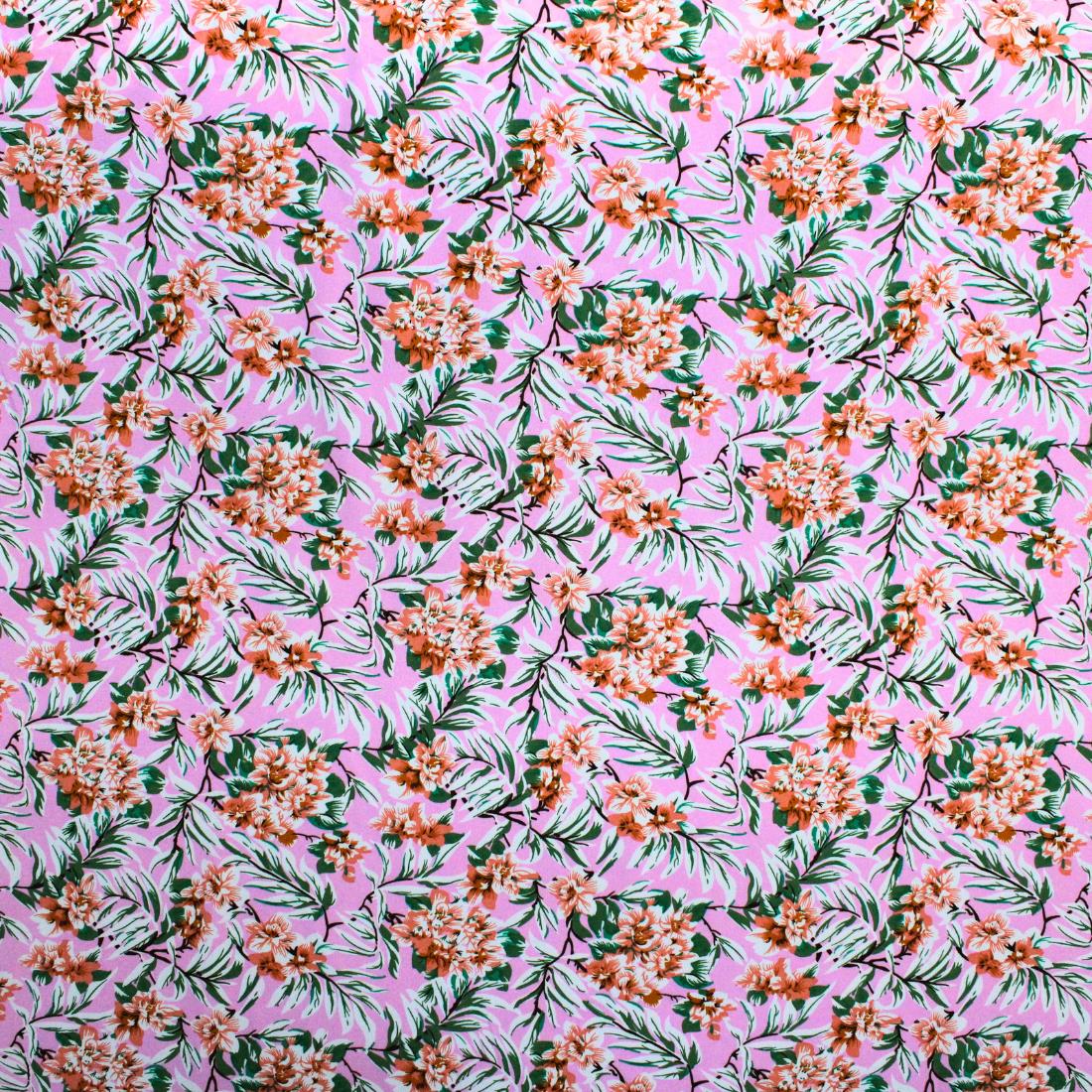 Pink Crepe 2 Yards of Printed Dressmaking Viscose