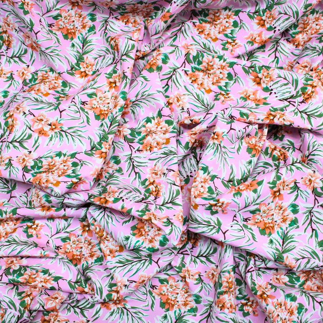 Pink Crepe 2 Yards of Printed Dressmaking Viscose