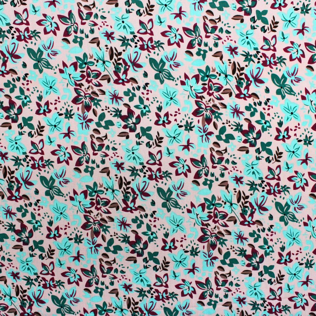 Green Crepe 2 Yards of Printed Dressmaking Viscose