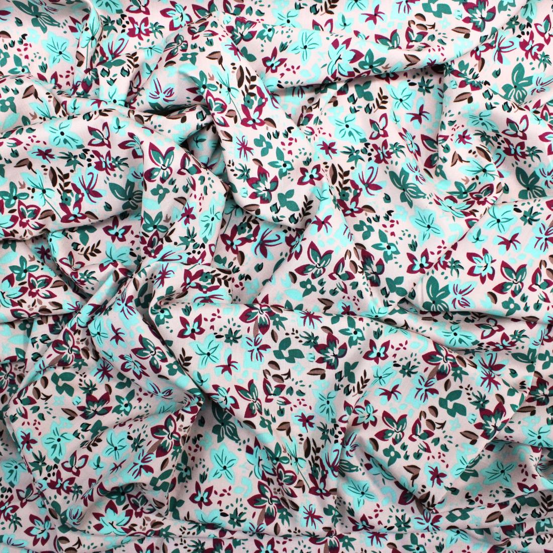 Green Crepe 2 Yards of Printed Dressmaking Viscose