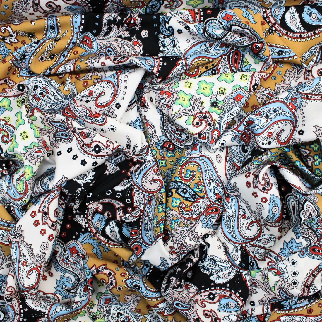 Black Crepe 2 Yards of Printed Dressmaking Viscose