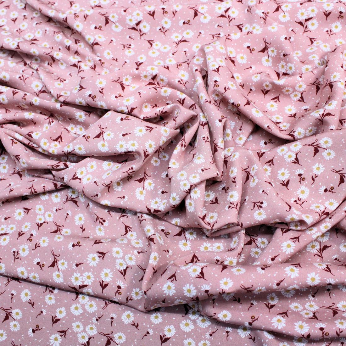 Dusky Pink Crepe 2 Yards of Printed Dressmaking Viscose