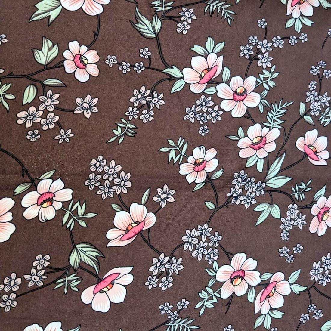 Brown Crepe 2 Yards of Printed Dressmaking Viscose