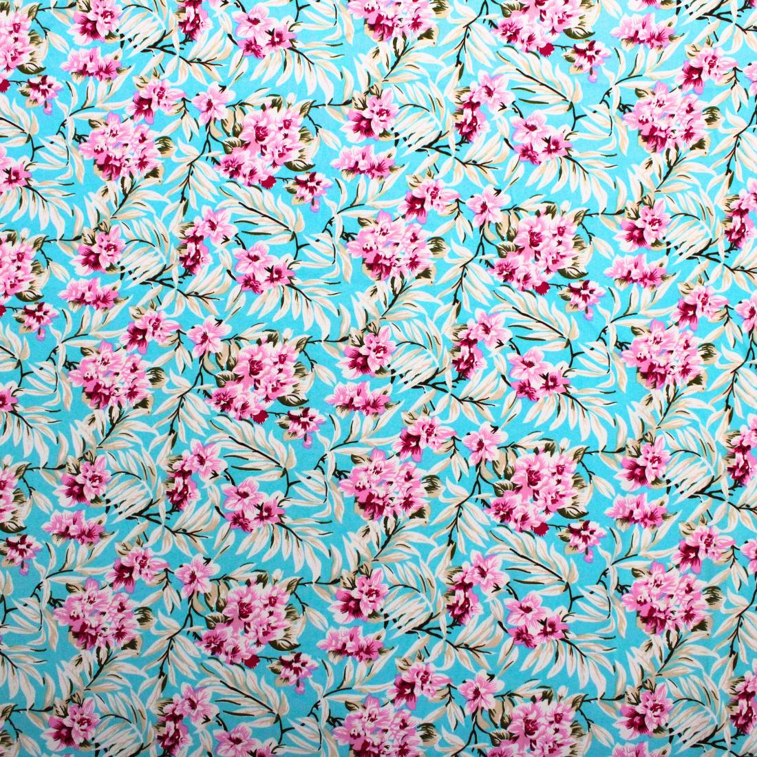 Blue Crepe 2 Yards of Printed Dressmaking Viscose