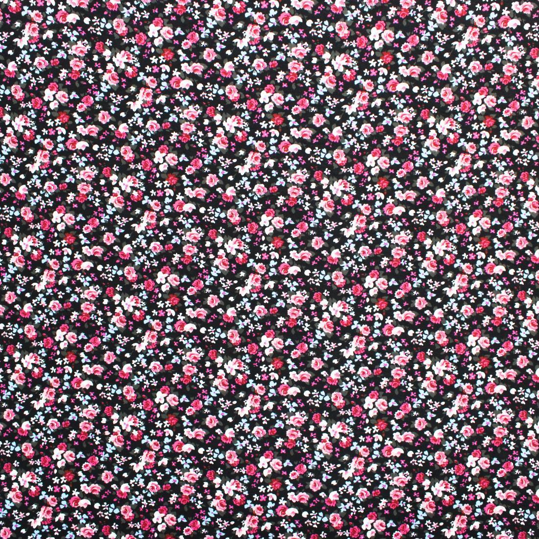 Black & Pink Crepe 2 Yards of Printed Dressmaking Viscose