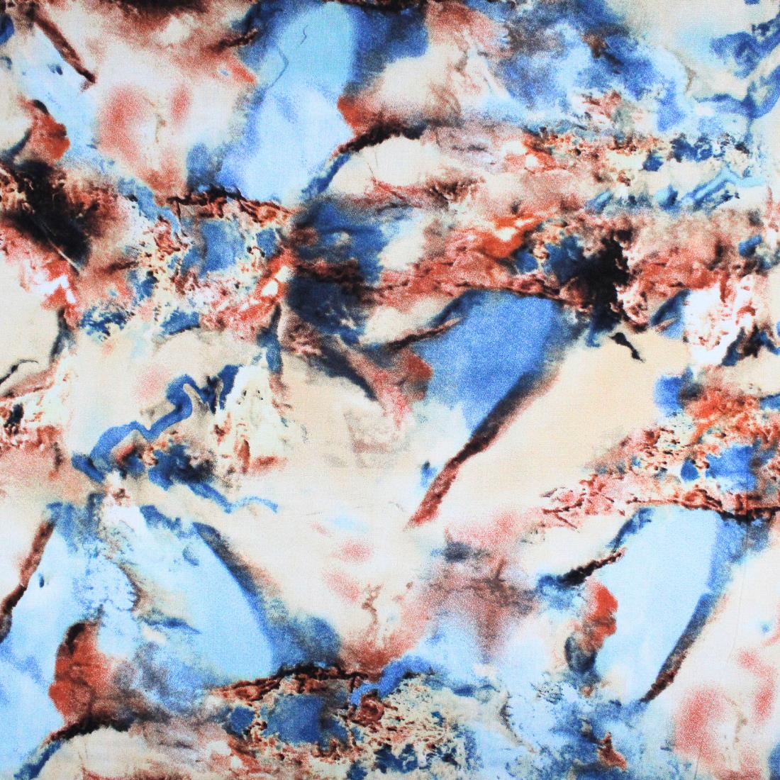 Blue Crepe 2 Yards of Printed Dressmaking Viscose