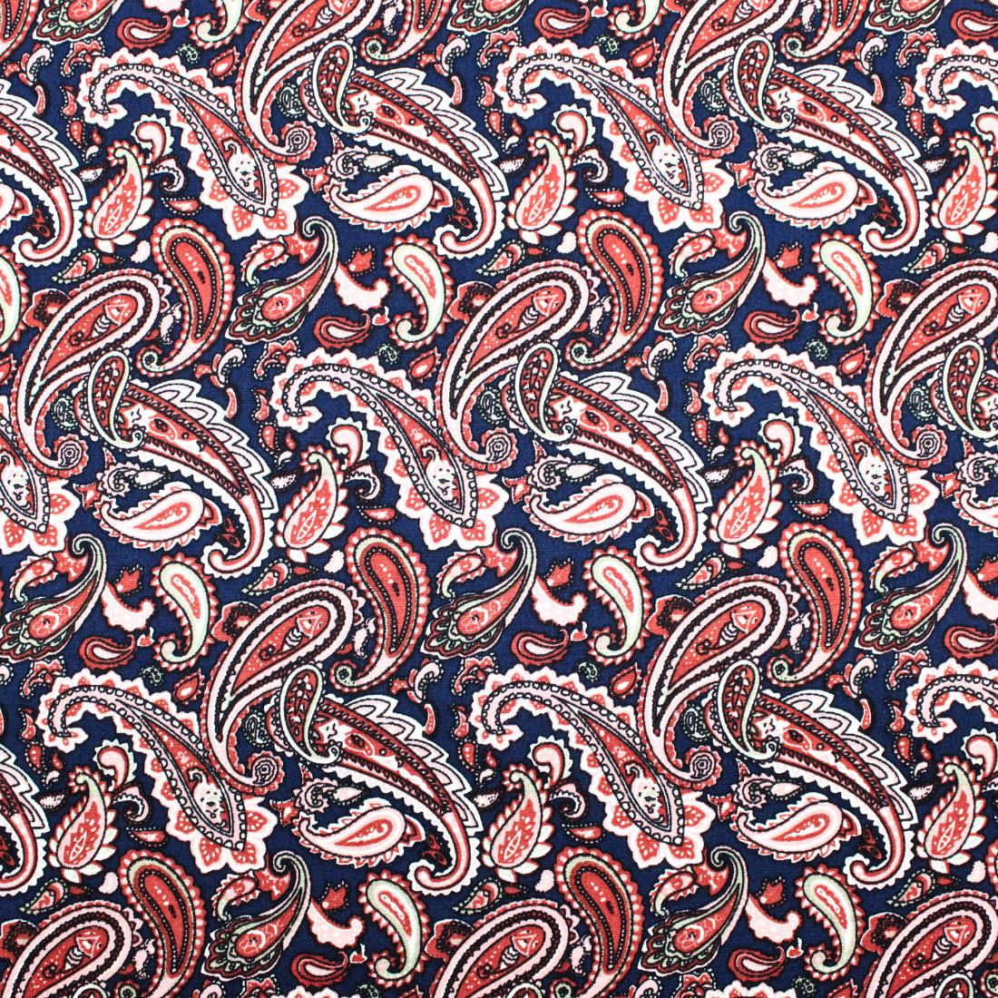 Navy & Brown Crepe 2 Yards of Printed Dressmaking Viscose
