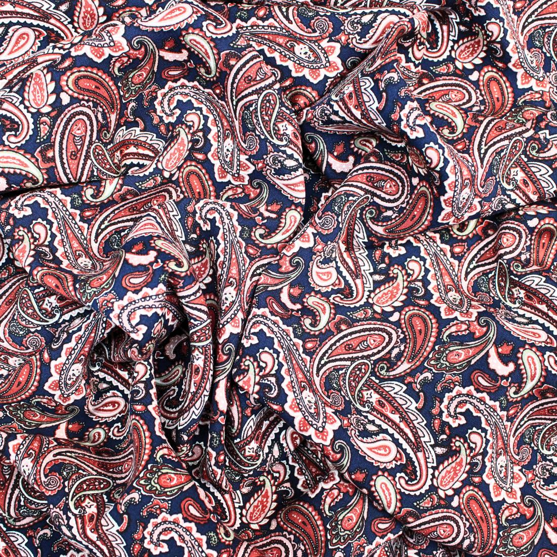 Navy & Brown Crepe 2 Yards of Printed Dressmaking Viscose