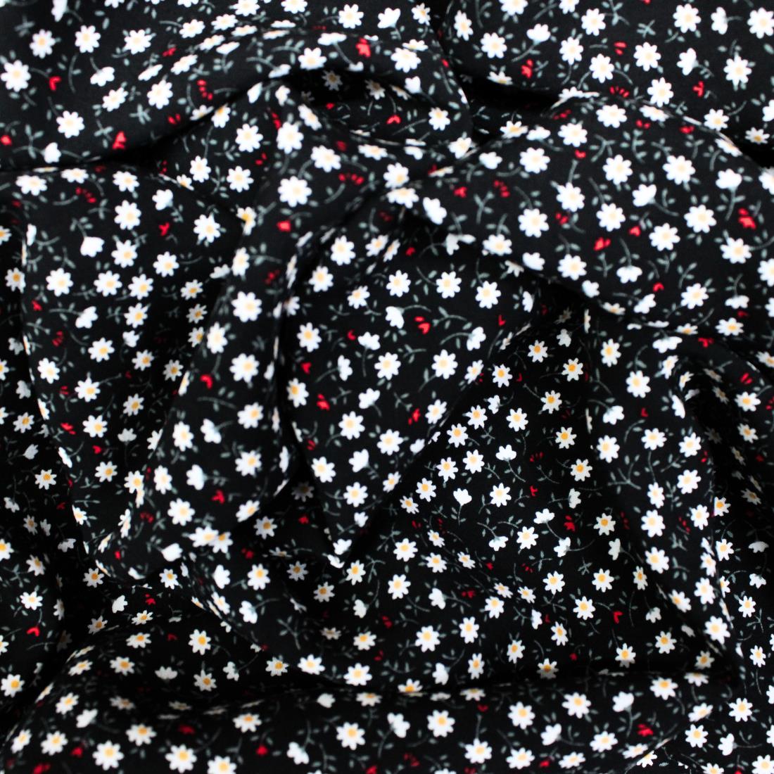 Black Crepe 2 Yards of Printed Dressmaking Viscose