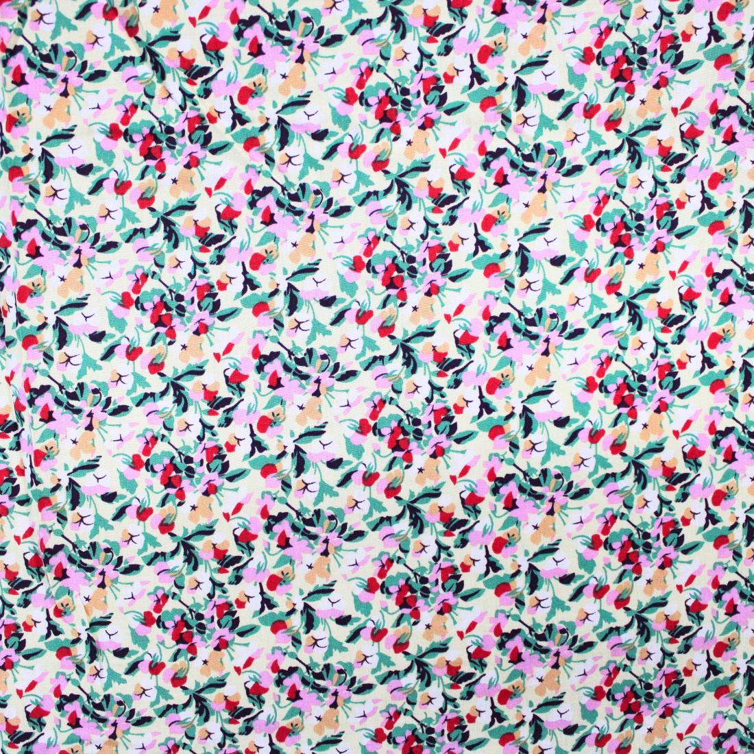 Dark Cream Crepe 2 Yards of Printed Dressmaking Viscose