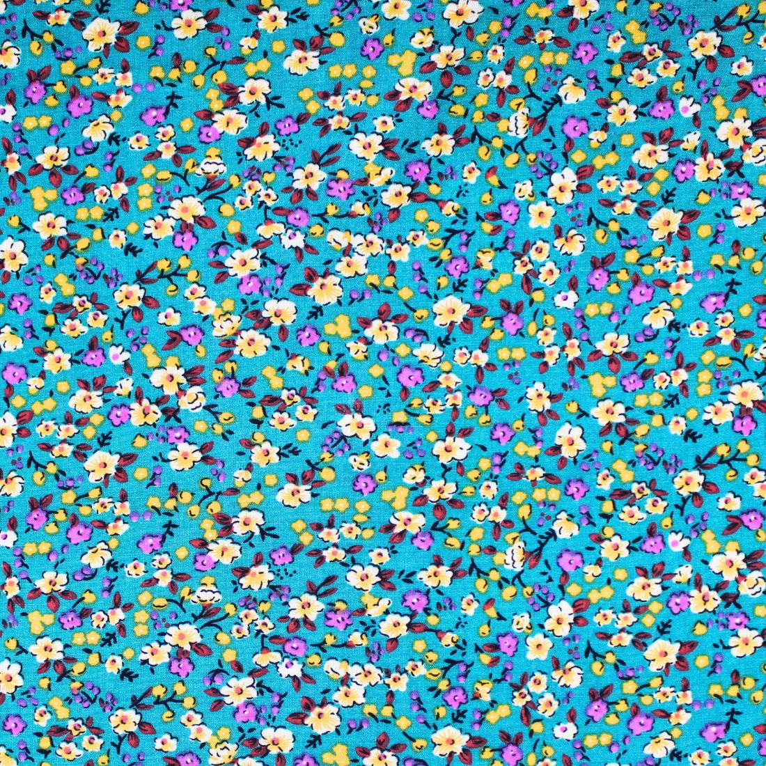 Teal Crepe 2 Yards of Printed Dressmaking Viscose