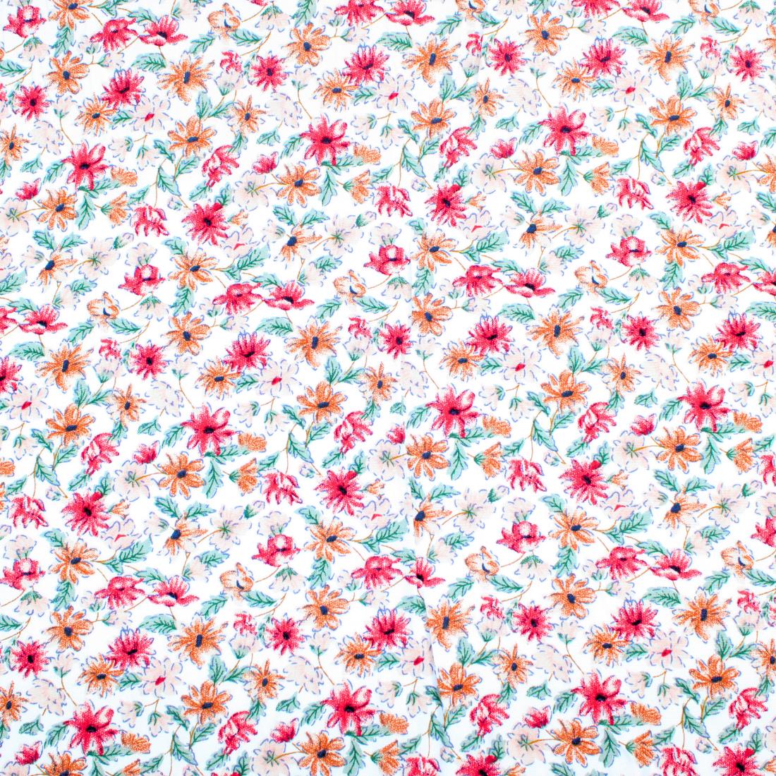 White Crepe 2 Yards of Printed Dressmaking Viscose